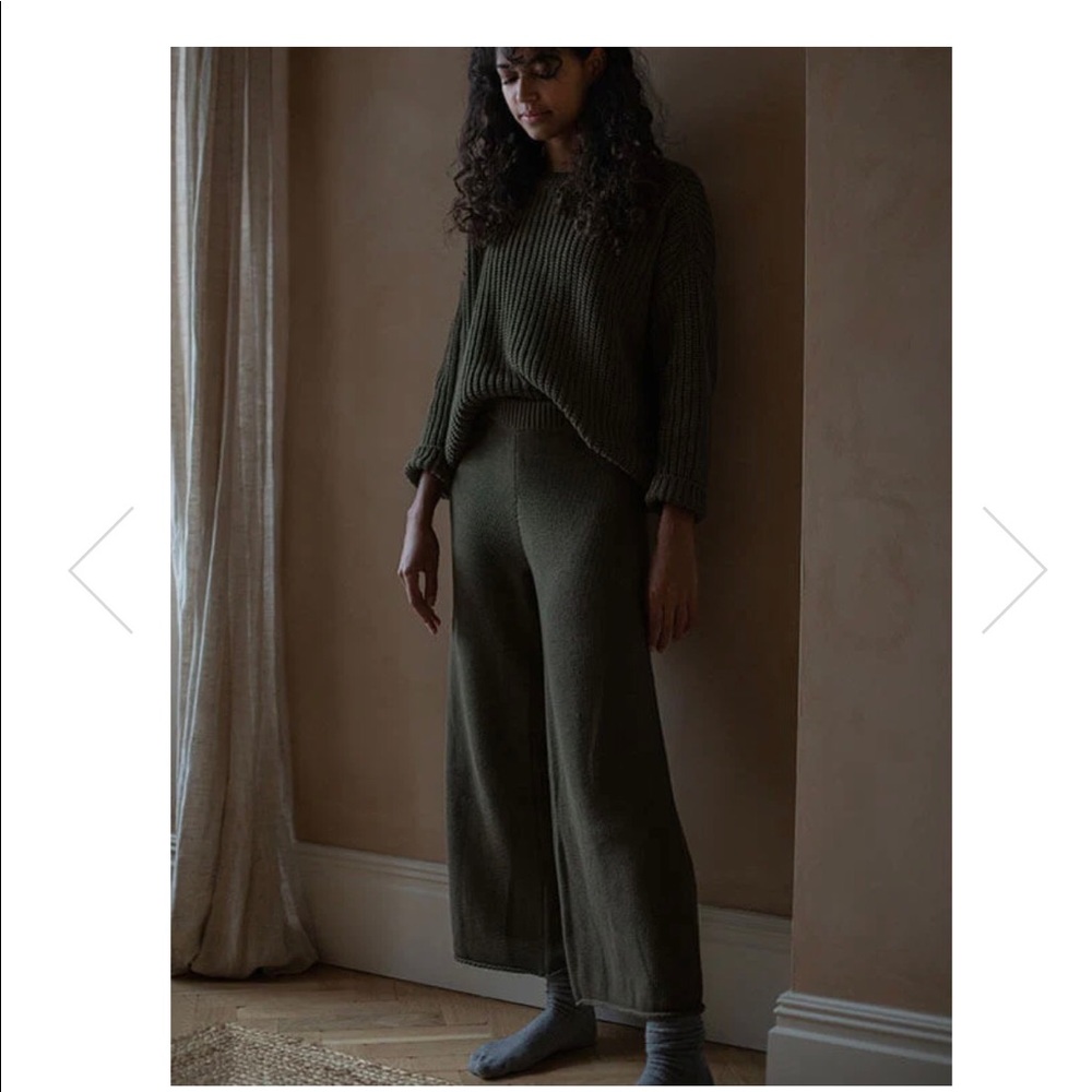The Simple Folk Wide Leg Knit Trouser Olive